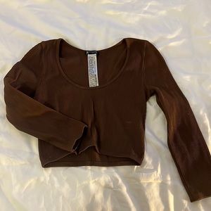 Zara Seamless Ribbed Brown Long Sleeve